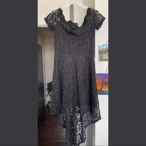 HIGH LOW BLACK LACE DRESS